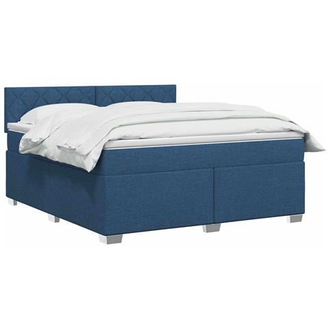 Letto box spring con materasso Blu 140 x 200 cm Tessuto - Foto 2