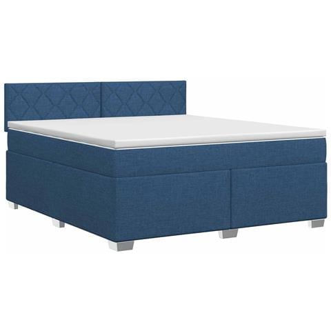 Letto box spring con materasso Blu 140 x 200 cm Tessuto - Foto 1
