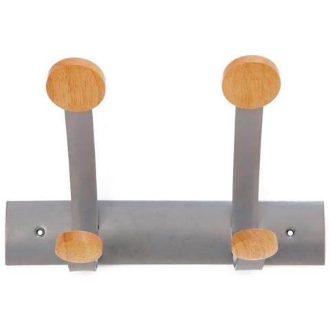 appendiabiti da muro 2posti 30cm metallo / legno - Foto 2