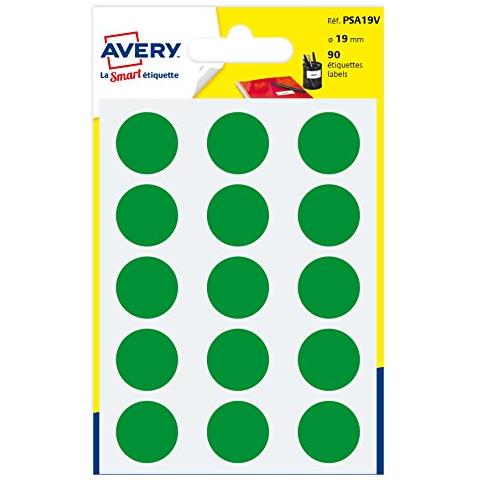 conf. 6 ff Etichette rotonde blister verdi diam 19 mm PSA19V - Foto 1