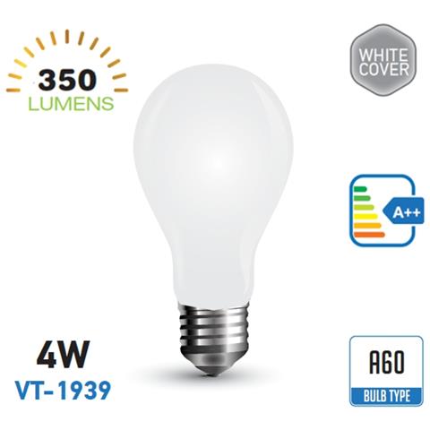 Lampadine Led E27 4w A60 Filamento Smd Bulbo Bianca Luce Fredda 6000k Vt-1939 4491 - Foto 1