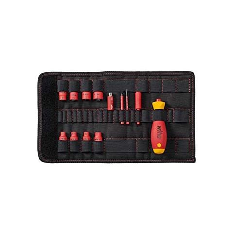 43467 Set slimVario elettrico, 13 Pezzi, 1/4 in custodia pieghevole, cacciavite e Inserto per chiave a bussola, colore: Rosso / Giallo - Foto 1