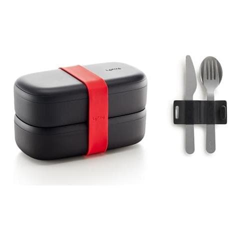 Lunchbox To-go Mod. Black Limited Edition, Set Di 3 Posate In Acciao Inox Incluso - Foto 1