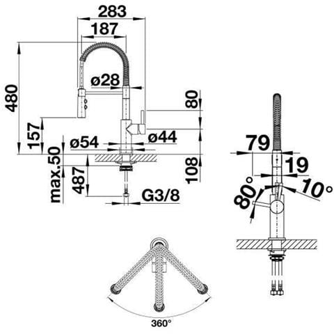 Miscelatore Cucina, Bocca Girevole 360ø, Doccetta Flessibile, Doppio Getto, Blanco Catris-s Flexo, Nero Opaco, Rubinetto A Cartuccia Ceramica - Foto 2