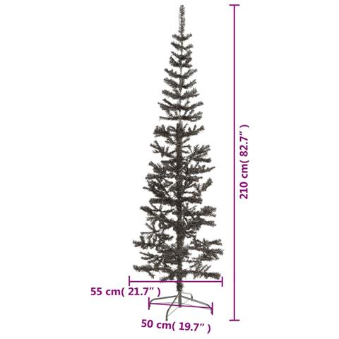 Albero di Natale Sottile Nero 210 cm - Foto 7