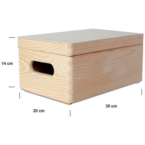 Grande Scatola In Legno | 30 X 20 X 14 Cm | Coperchio E Maniglie | Cassetta Conteniore Per Documenti Attrezzi Portaoggetti Portagiochi Non Verniciato Da Decorare | Ruvido E Non Levigato - Foto 2