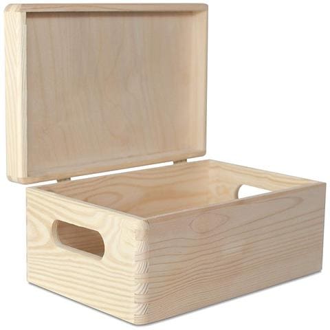 Grande Scatola In Legno | 30 X 20 X 14 Cm | Coperchio E Maniglie | Cassetta Conteniore Per Documenti Attrezzi Portaoggetti Portagiochi Non Verniciato Da Decorare | Ruvido E Non Levigato - Foto 1