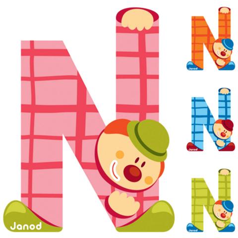 Pagliaccio a Lettera N in Legno Multicolore - Foto 1