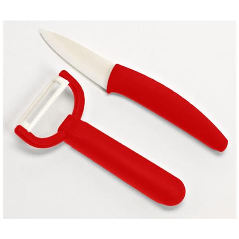 Set Coltello /pelatore - Inossidabile - Leggero - Venteo - Coltello In Ceramica + Pelatore Rosso - Leggero E Maneggevole - Lavabile In Lavastoviglie - Lama Inossidabile - Foto 1