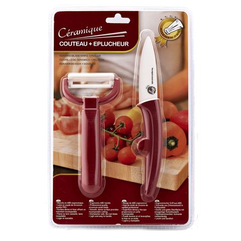 Set Coltello /pelatore - Inossidabile - Leggero - Venteo - Coltello In Ceramica + Pelatore Rosso - Leggero E Maneggevole - Lavabile In Lavastoviglie - Lama Inossidabile - Foto 2