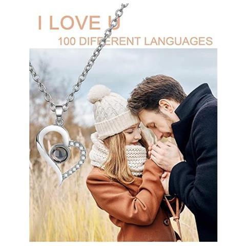 Collana Cuore Inclinato Con ""ti Amo"" In Argento 100 Lingue - Foto 2