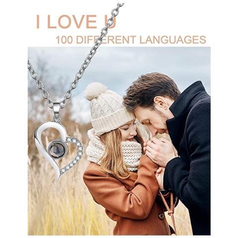 Collana Cuore Inclinato Con ""ti Amo"" In Argento 100 Lingue - Foto 10