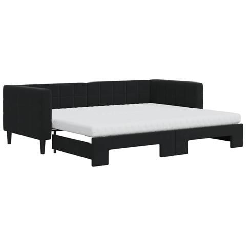 Divano Letto Estraibile Con Materassi Nero 90x200 Cm Velluto - Foto 1