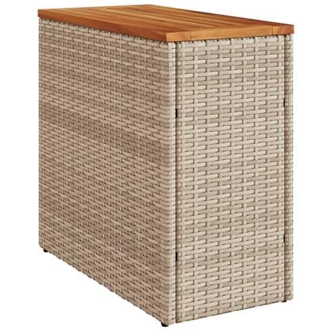 Tavolo Da Giardino Piano In Legno Beige 58x27,5x55cm Polyrattan - Foto 2