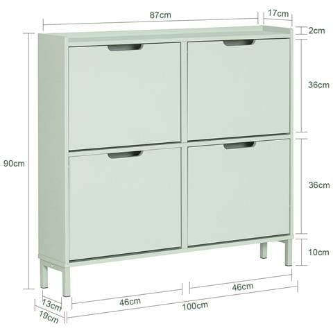 Scarpiera Slim Da Ingresso Con 4 Ante E 4 Scomparti Salvaspazio 100x19x91 Cm Fsr100-gr - Foto 2