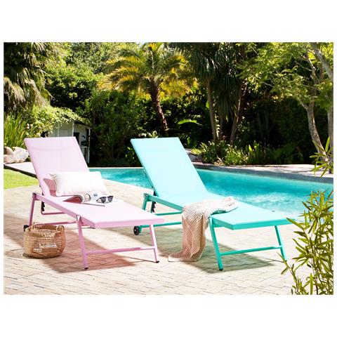 Lettino Da Giardino Metallo E Tessuto Azzurro Portofino - Foto 1