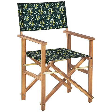 Set Di 2 Sedie Legno Di Acacia Chiaro Grigio Motivo Olive Verde Cine - Foto 6