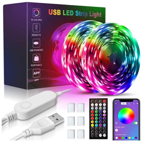 Striscia Luminosa A Led A 7 Colori Con Controllo Tramite App Bluetooth Per Lo Sfondo Della Tv Black 4 M - Foto 1