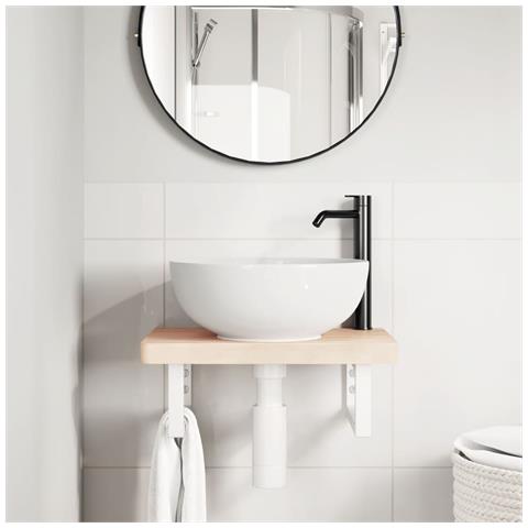 Reggimensole Per Lavabo 2 Pz Bianche Rettangolari In Acciaio - Foto 3