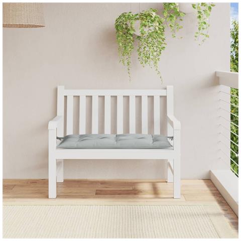 Cuscino Panca Giardino Grigio Chiaro Mélange 100x50x7cm Tessuto - Foto 3