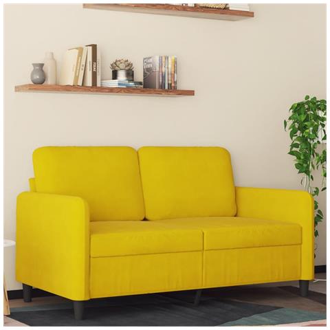 Divano A 2 Posti Giallo 120 Cm In Velluto - Foto 1