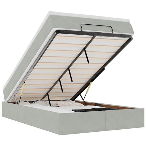 Struttura Letto Pouf Con Materasso 120x200 Cm Velluto - Foto 2