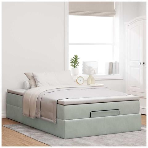 Struttura Letto Pouf Con Materasso 120x200 Cm Velluto - Foto 3