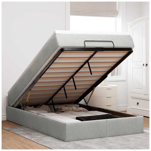 Struttura Letto Pouf Con Materasso 120x200 Cm Velluto - Foto 1