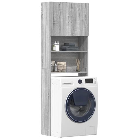 Mobile Lavatrice Grigio Sonoma 64x24x190 Cm Legno Multistrato - Foto 1