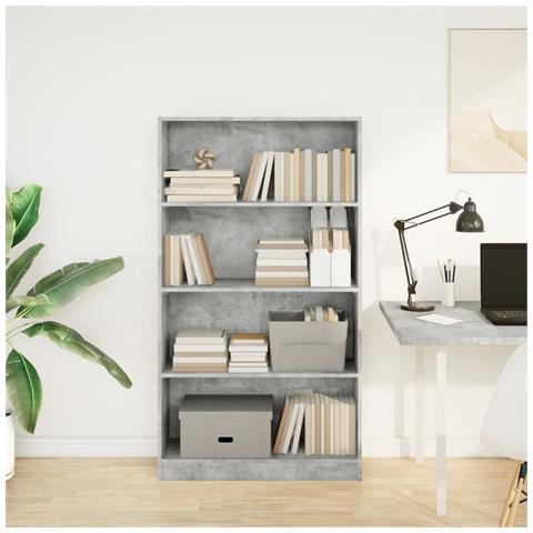 Libreria Grigio Cemento 80x24x143 Cm In Legno Multistrato - Foto 3