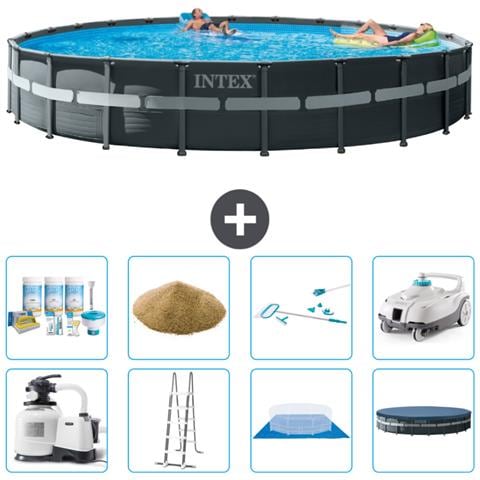 Piscina Fuori Terra - In Giro - 732x132 Cm - Grigio - Include Accessori Coordinati A2980 - Foto 1