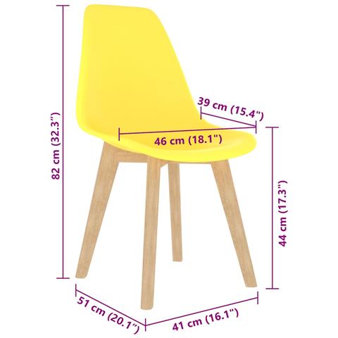 Sedie Da Pranzo 6 Pz Gialle In Plastica - Foto 7