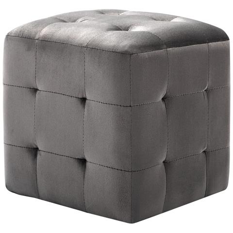 Pouf 2 Pz Grigio 30x30x30 Cm In Velluto - Foto 1