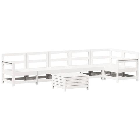 Set Divani Da Giardino 7 Pz Bianco In Legno Massello Di Pino - Foto 1