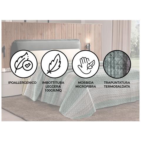 Copriletto Challenge Stampato In 100% Microfibra Di Poliestere Dis. Righe 2 Piazze Verde - Foto 2