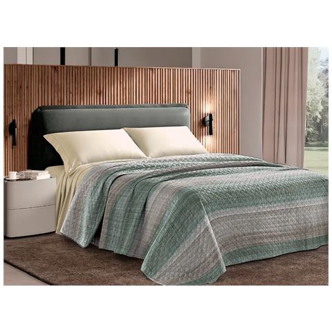 Copriletto Challenge Stampato In 100% Microfibra Di Poliestere Dis. Righe 2 Piazze Verde - Foto 1