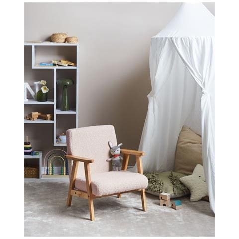 Poltrona Per Bambini Linde Bouclé Rosa Pastello - Foto 1