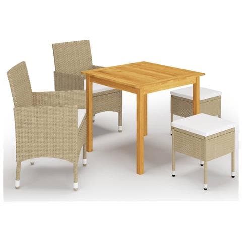 Set Mobili da Pranzo per Giardino 5 pz Beige - Foto 1