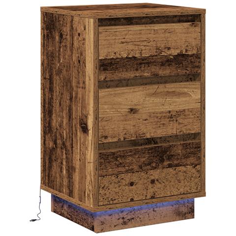 Comodino con LED Legno antico 39x34,5x65 cm Legno ingegnerizzato - Foto 1