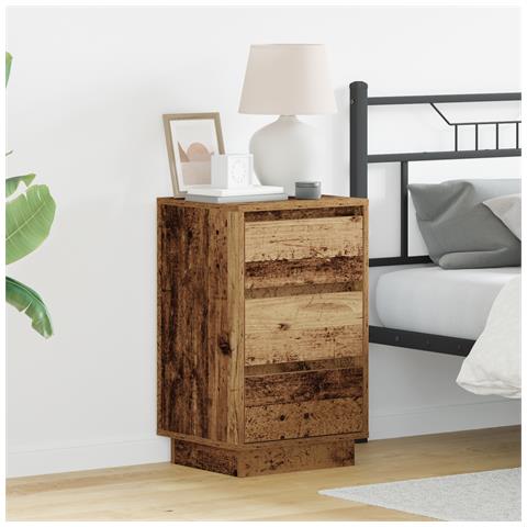 Comodino con LED Legno antico 39x34,5x65 cm Legno ingegnerizzato - Foto 2