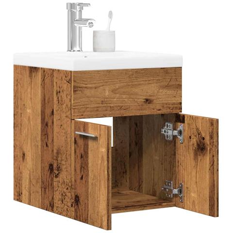 Set Mobili da Bagno 2 pz Legno Antico in Legno Multistrato - Foto 2