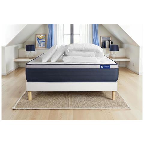 Pacchetto Letto Completo - Materasso 140x190cm + Box Spring Con Doghe (in Kit) + 2 Cuscini + Piumino - Actilatex Max - Foto 1