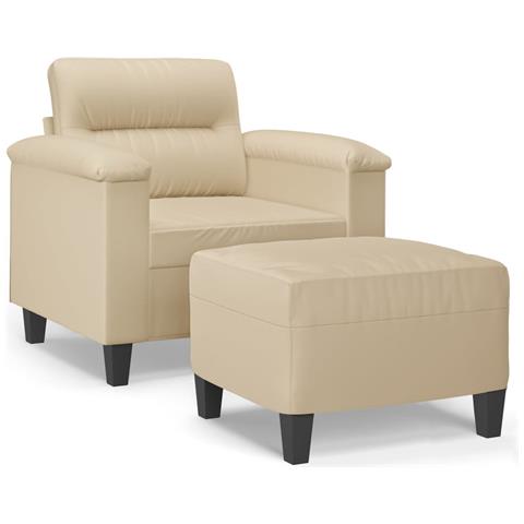 Poltrona con Poggiapiedi crema 60 cm in Tessuto Microfibra - Foto 1