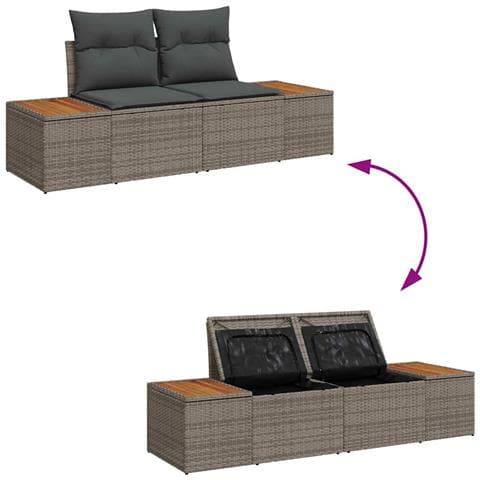 Set Divano da Giardino 6 pcs Grigio 55 x 62 x 69 cm Poly Rattan - Foto 9