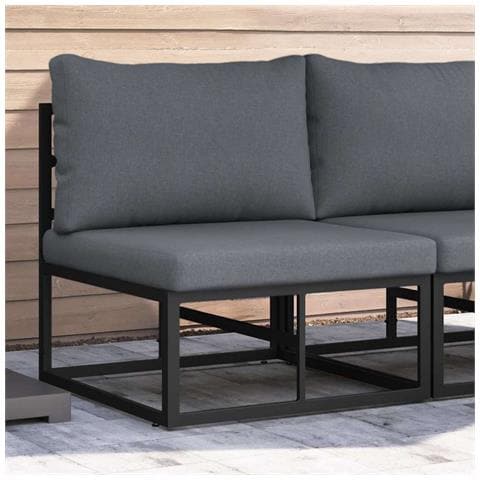 Mobili da Esterno con cuscino con cuscino Nero Alluminio - Foto 2