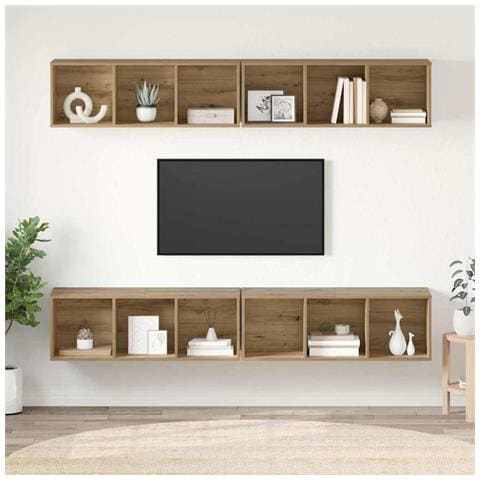 Mobile TV da Parete 4 pcs rovere artigianale 37 x 37 x 107.5 cm - Foto 2
