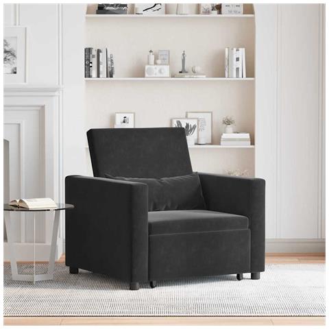 Divano Letto Singolo Nero 90 x 165 x 87 cm Velluto - Foto 2