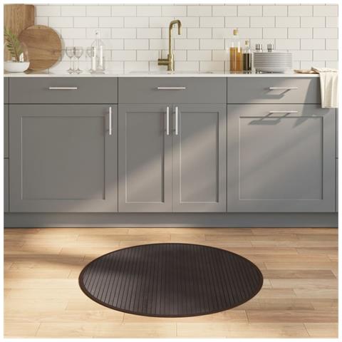 Tappeto Rotondo Marrone Scuro 80 cm in Bambù - Foto 2