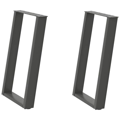 Gambe per tavolo da pranzo a forma di U 2 pz Antracite 60x(72-73) cm Acciaio - Foto 2