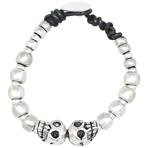 Bracciale Teschio, Completamente Placcato Argento - Foto 4